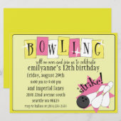 Dandelion Yellow Total Retro Bowling Birthday Pa Kaart (Voorkant / Achterkant)