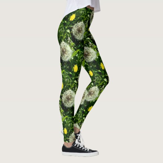 Dandelionbloem en zaadkoppatroon leggings (Rechts)