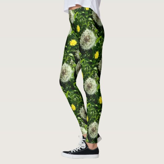 Dandelionbloem en zaadkoppatroon leggings (Links)