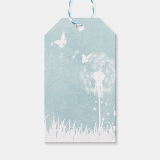 Dandelionen, vlinders en blauwe hemden cadeaulabel (Voorkant)