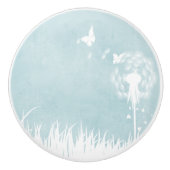 Dandelionen, vlinders en blauwe hemden keramische knop (Voorkant)