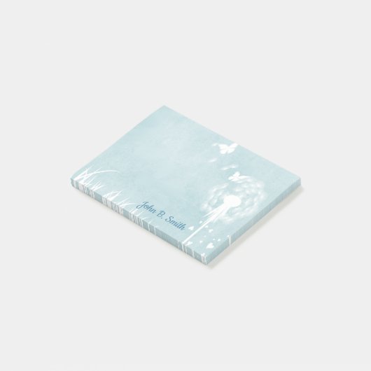 Dandelionen, vlinders en blauwe hemden post-it® notes (Schuin)