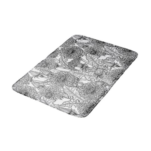 Dandelionen, zwart-wit badmat (Gekanteld)