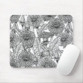 Dandelionen, zwart-wit muismat (Met muis)