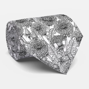 Dandelionen, zwart-wit stropdas