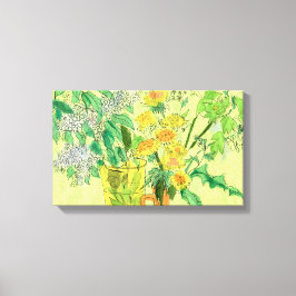 Dandelions Bird Cherry Summer Flowers Floral Art P Canvas Afdruk