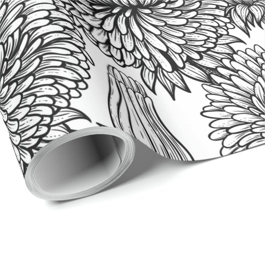 Dandelions, black and white cadeaupapier (Rol Hoek)