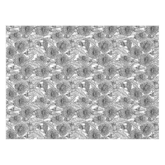 Dandelions, black and white tafelkleed (Voorkant (Horizontaal))