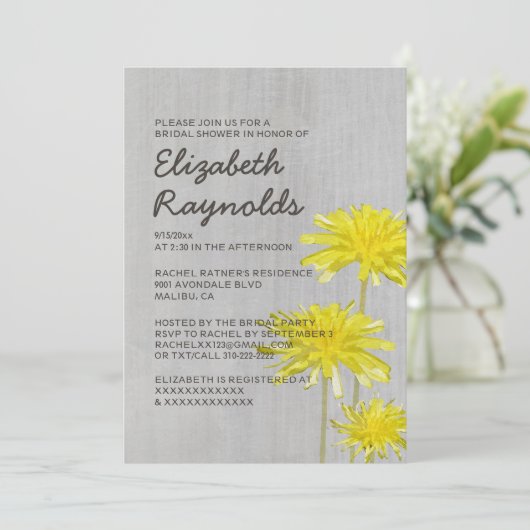  Dandelions Bridal Shower Invitations Kaart (Staand voorkant)