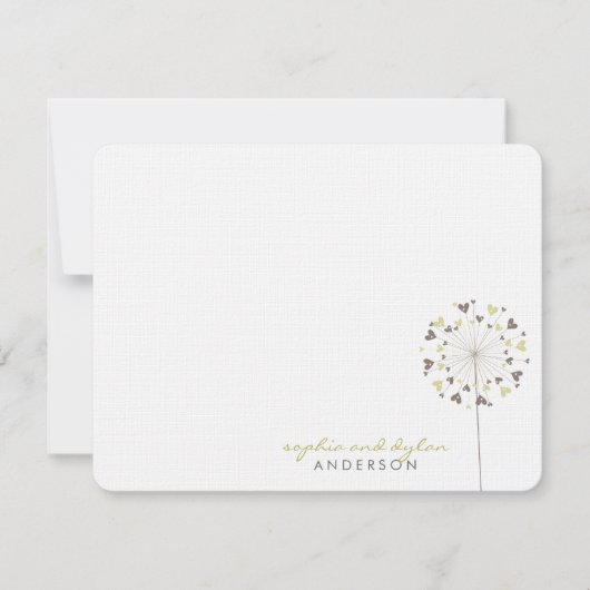 Dandelions Crème Brown Amour Mariage Carte de reme (Devant)