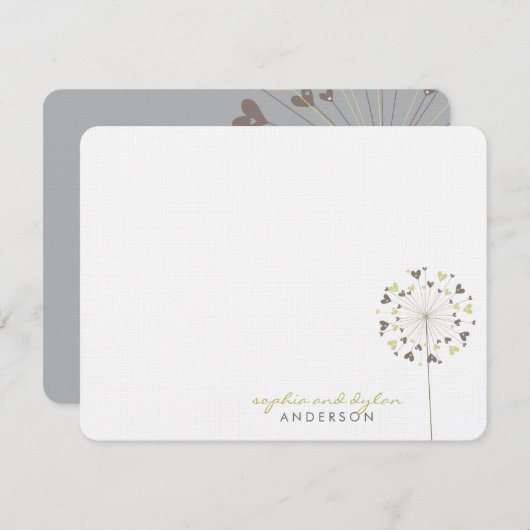 Dandelions Crème Brown Amour Mariage Carte de reme (Devant / Derrière)