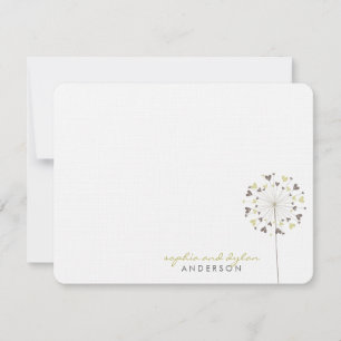 Dandelions Crème Brown Amour Mariage Carte de reme