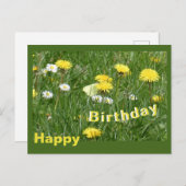 Dandelions & Daisy Grass Field Anniversaire Carte  (Devant / Derrière)