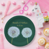 Dandelions, Dandelion Clocks Groen, op maat gemaak Papieren Bordje (Feest)