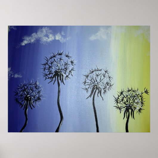 Dandelions en hemel poster (Voorkant)
