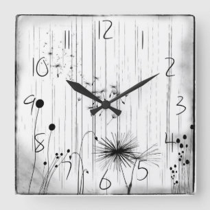 Dandelions en Regen wandklok Vierkante Klok