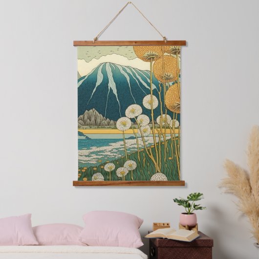 Dandelions Japanse kunst Hangend Wandkleed (Slaapkamer)