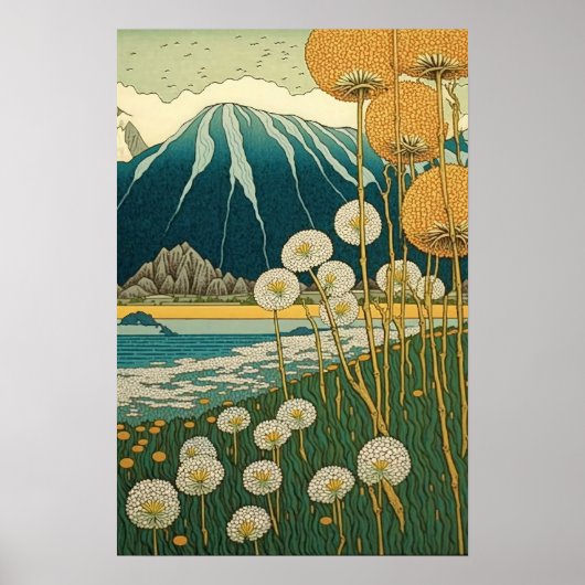 Dandelions Japanse kunst Poster (Voorkant)