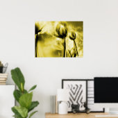 Dandelions met achtergrondverlichting in Antiek Po Poster (Thuiskantoor)