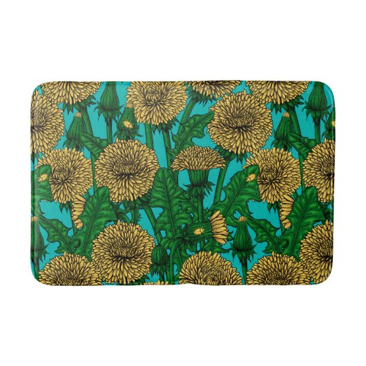 Dandelions op turquoise badmat (Voorkant)