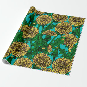 Dandelions op turquoise cadeaupapier