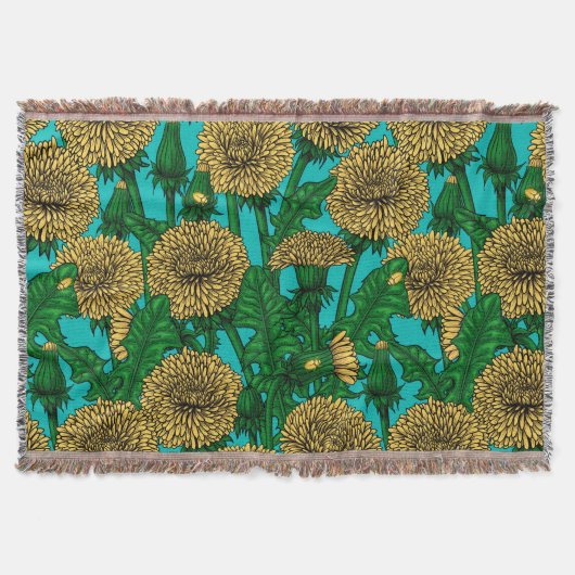 Dandelions op turquoise deken (Voorkant)
