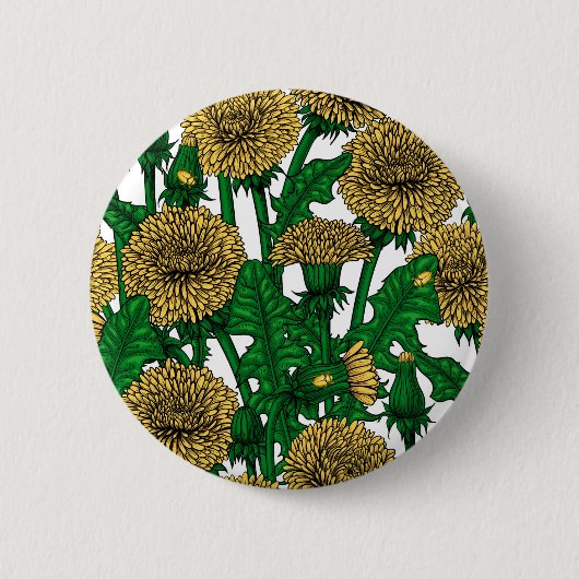 Dandelions op wit ronde button 5,7 cm (Voorkant)
