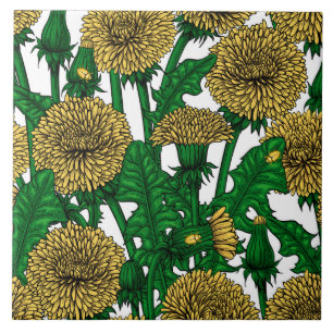 Dandelions op wit tegeltje