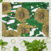 Dandelions op wit theedoek (Gevouwen)