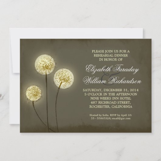 Dandelions pétillants répétition invitations dîner (Devant)