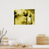 Dandelions rétroéclairés dans une affiche antique (Cuisine)