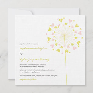 Dandelions rose jaune Aimer Faire-part de mariage