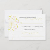 Dandelions rose jaune Love Wedding Carte RSVP (Devant)