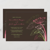 Dandelions roses doux Invitation au mariage du pri (Devant / Derrière)