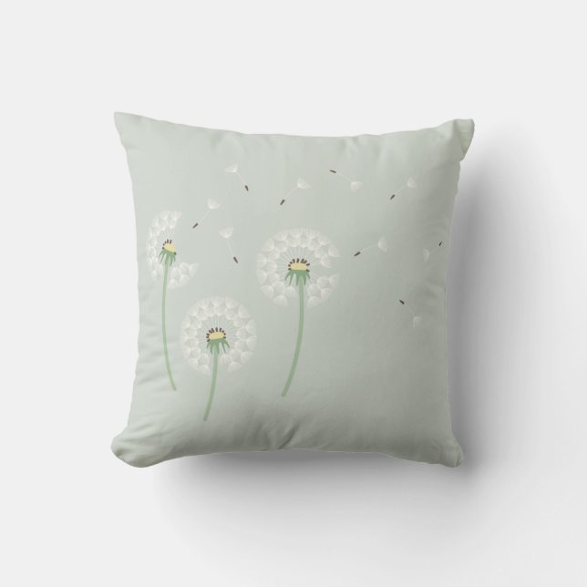 Dandelions Sage Kussen (Voorkant)