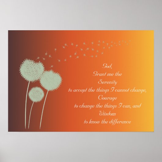 Dandelions Serenity Prayer  Poster (Voorkant)