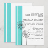 Dandelions Sweet sixteen bleu Invitation (Devant / Derrière)