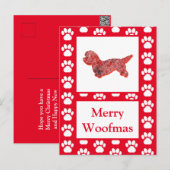 Dandie Dinmont Hond Silhouet Rood Vrolijk Kerstfee Briefkaart (Voorkant / Achterkant)