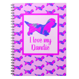Dandie Dinmont Hondenliefhebber Pink & Blue Silhou Notitieboek