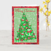 Dandie Dinmont Terrier Cute Dog Bow kerstboom Kaart (Gele Bloem)