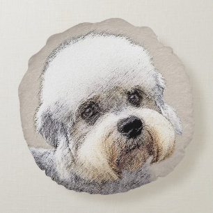 Dandie Dinmont Terrier Painting Original Dog Art Rond Kussen