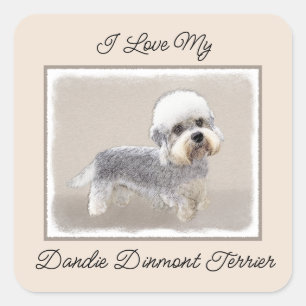 Dandie Dinmont Terrier Painting Original Dog Art Vierkante Sticker