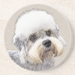 Dandie Dinmont Terrier Painting Original Dog Art Zandsteen Onderzetter