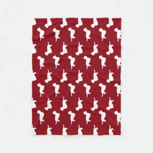 Dandie Dinmont Terrier Silhouettes Pattern Red Fleece Deken