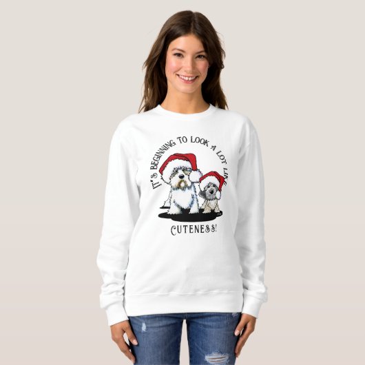 Dandie Dinmont Terrier Sweatshirt de Noël (Devant entier)