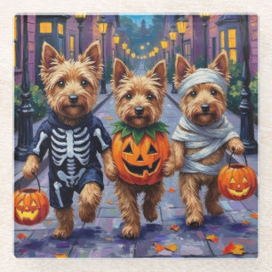 Dandie Dinmont Terrier Trick-or-Treating Halloween Glazen Onderzetter