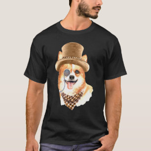 Dandy Corgi met Pet Scarf en monocle T-shirt