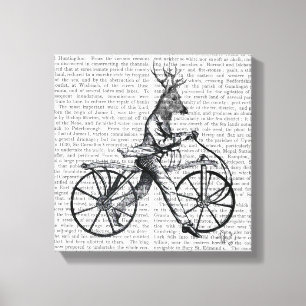 Dandy Deer op de fiets Canvas Afdruk