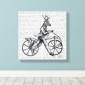 Dandy Deer op de  fiets Canvas Afdruk (Insitu (Houten vloer))