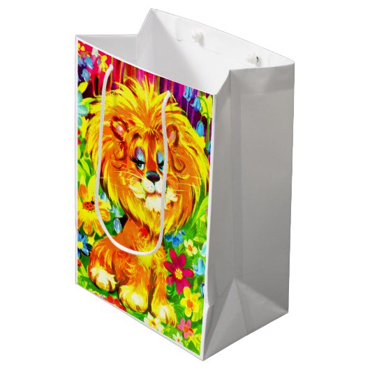 dandy lion print medium cadeauzakje (Voorkant Gekanteld)
